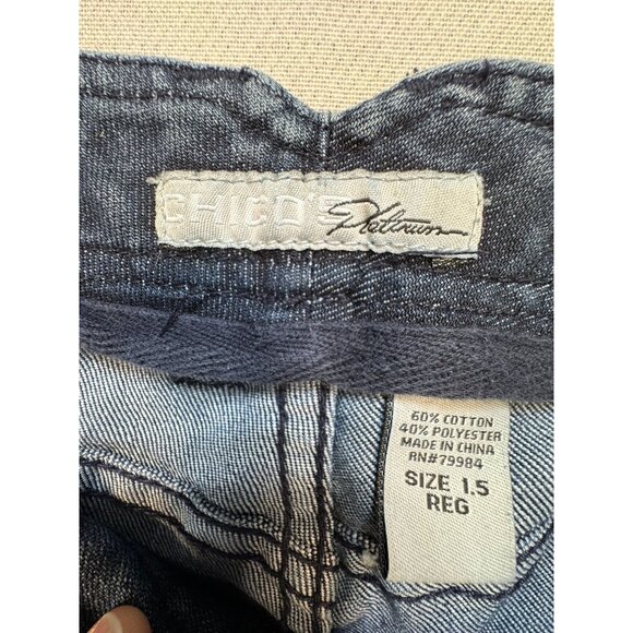 Chicos Platinum Womens Denim Regular Fit Straight Leg Jeans Size 1.5 Medium Pant - Picture 2 of 12